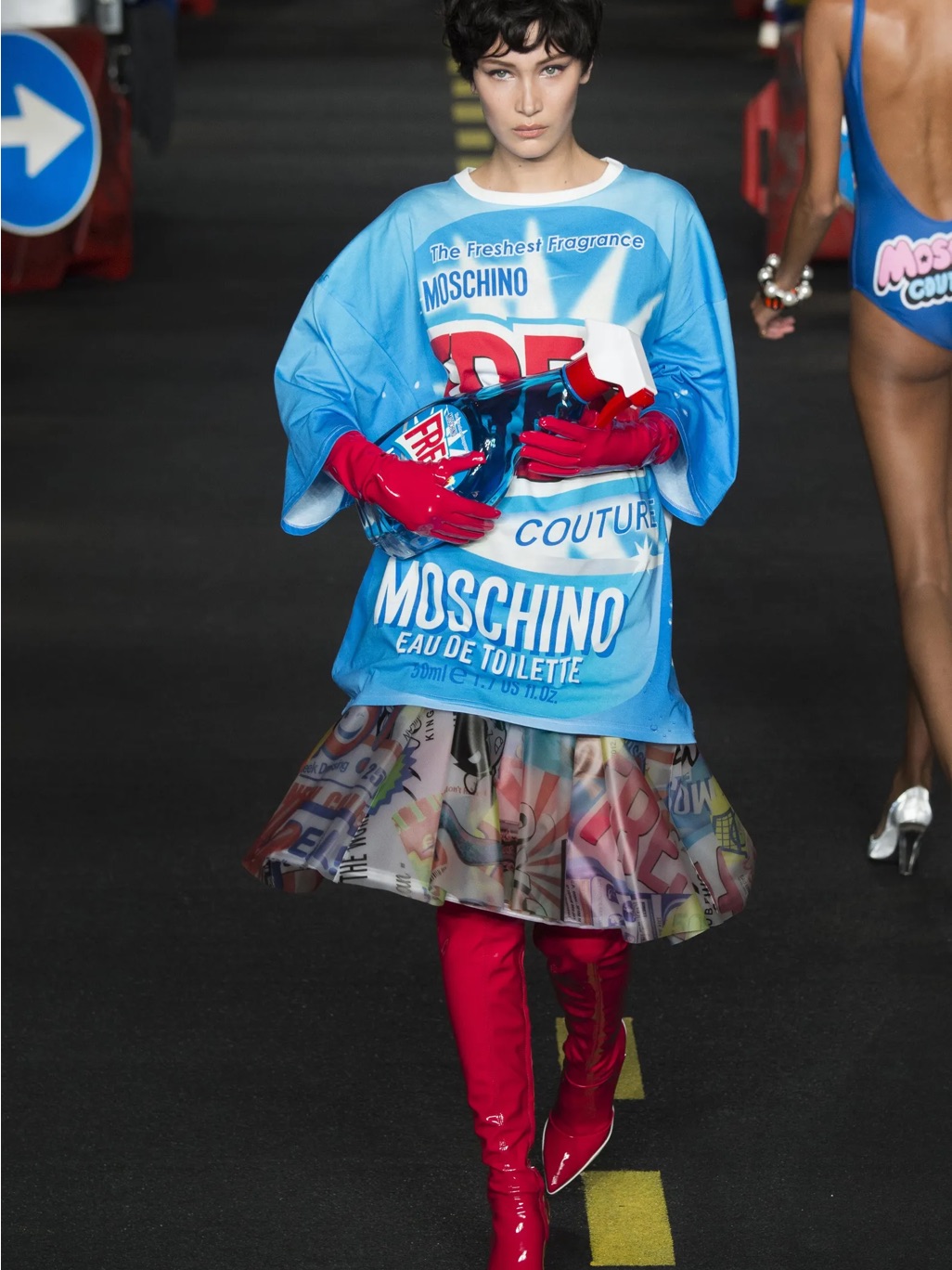 Moschino Couture 2016 Runway Blue Logo Tee Dress